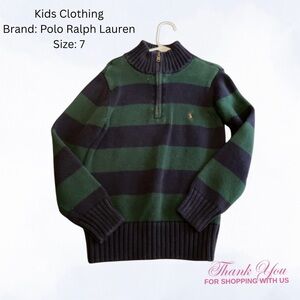 Polo Ralph Lauren Green and Black Zip-Up Sweater